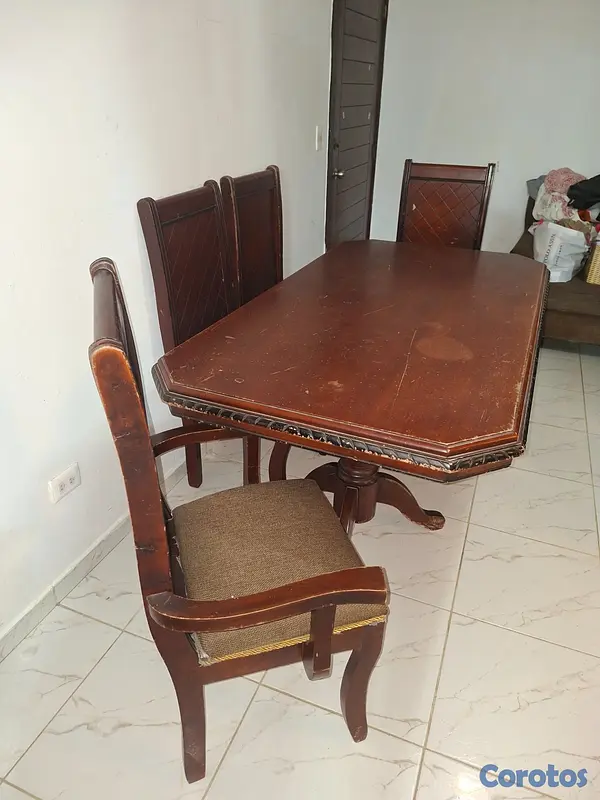 muebles y colchones - COMEDOR DE 6 SILLAS CAOBA COLOR MARRON 2