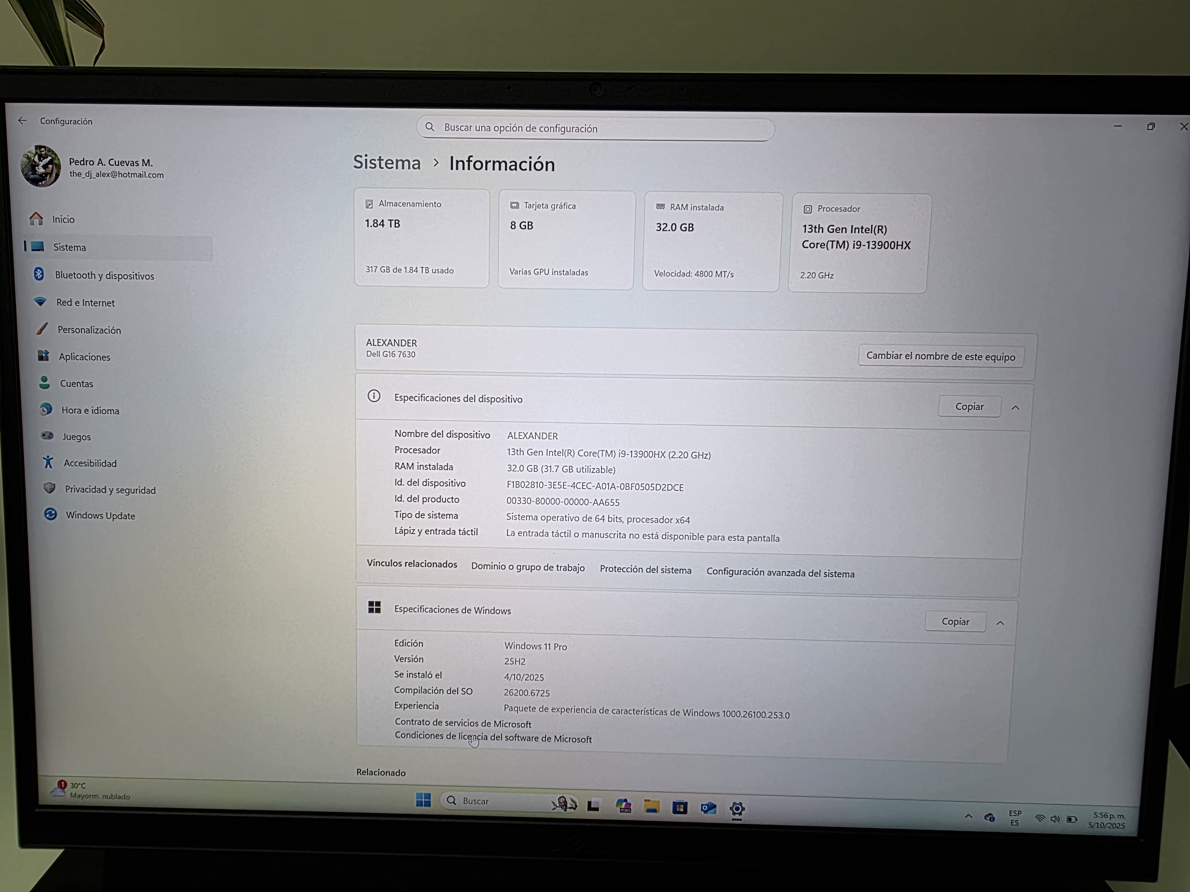 computadoras y laptops - vendo o cambio Laptop Gamer Dell G16, RTX 4070, 32DDR5, 2TERA SSD. i9 13900hx. 2