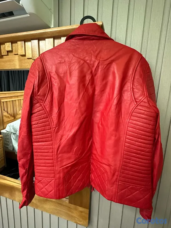 ropa para hombre - Chaqueta de Cuero Real Roja 🔥 Estilo Biker | Como Nueva 3