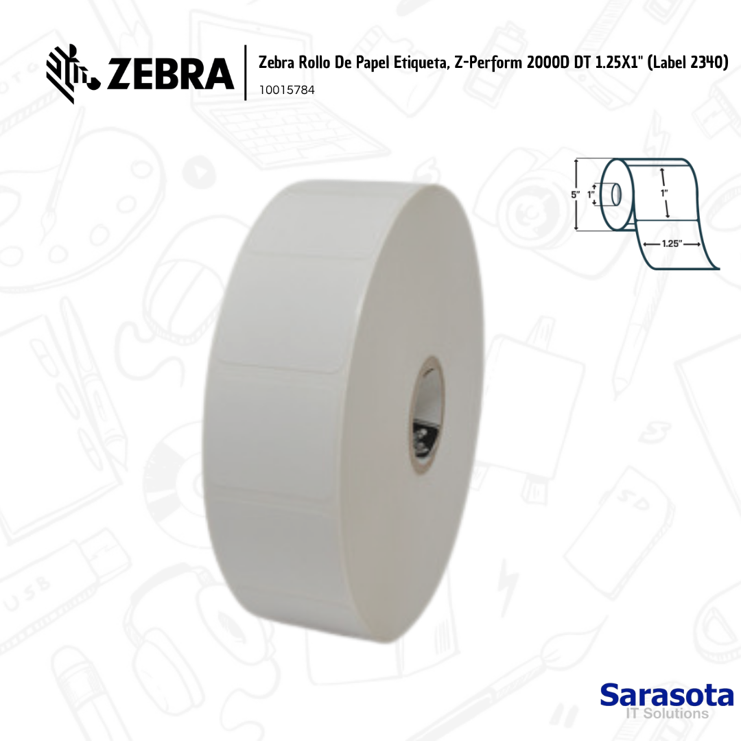 accesorios para electronica - Zebra Rollo De Papel Etiqueta 1.25x1 1