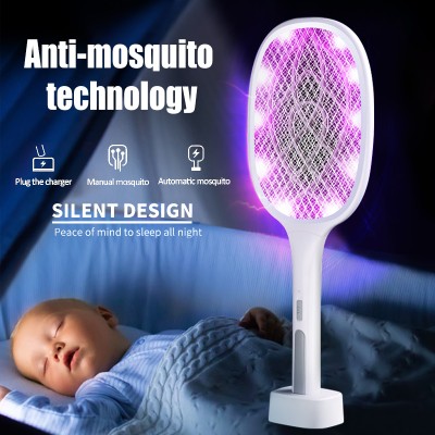 camaras y audio - Raqueta anti mosquitos, con luz LED y con soporte para colocarlo sobre mesas