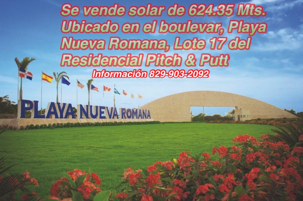 solares y terrenos - Solar de 624.35 metros cuadrados en el complejo turístico Playa Nueva Romana.
