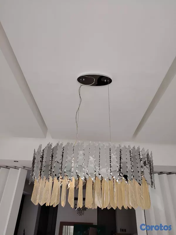 decoración y accesorios - Lámpara de techo, en cristal y acero inoxidable 2