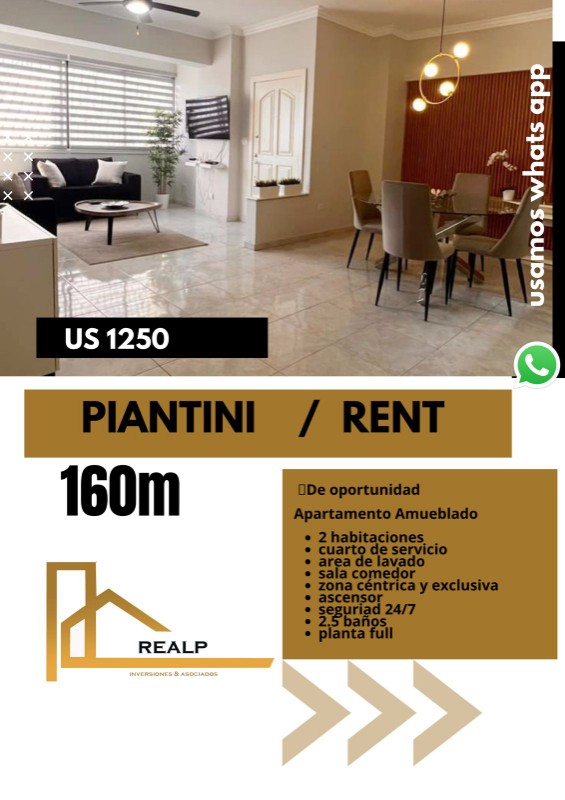 apartamentos - Apartamento piantini amoblado