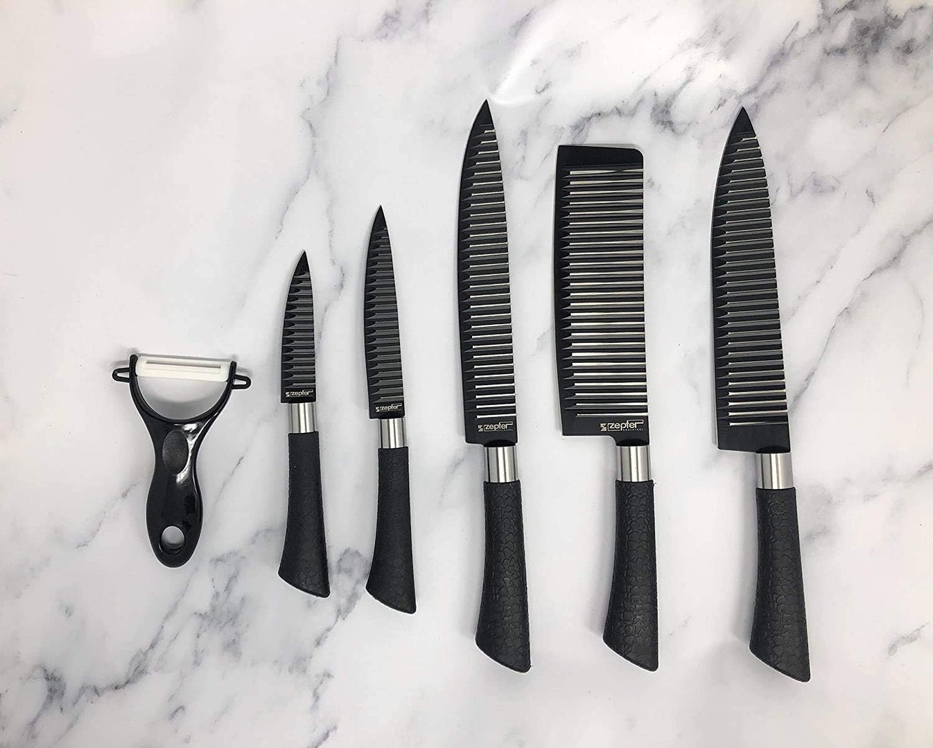 cocina - Juego de cuchillos  de corte de cocina de 6 piezas, revestimiento antiadherente 0