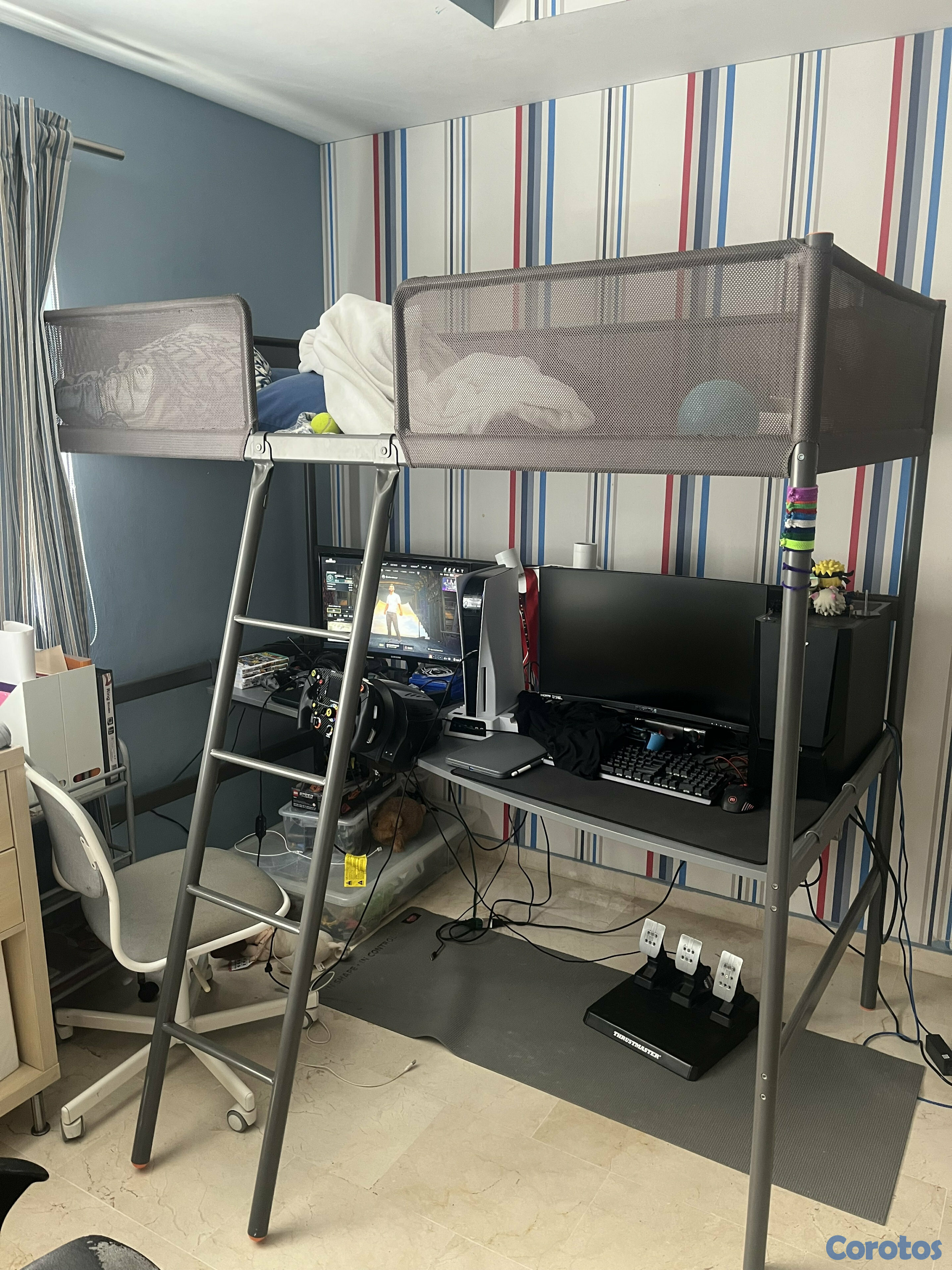 muebles y colchones - camarote cama twin con escritorio (colchón no incluido)
