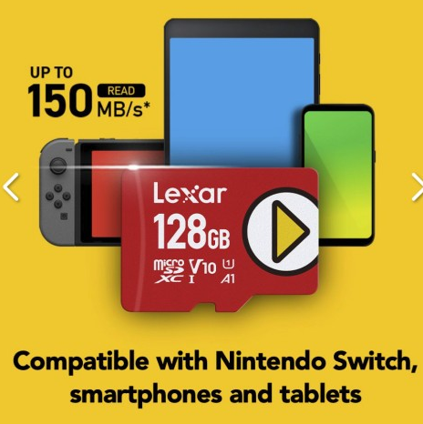 consolas y videojuegos -  Memoria micro SD 128GB LEXAR Play Nintendo Switch MicroSDXC 160MB/s  y 50MB/s 2