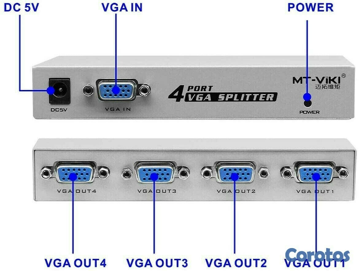 otros electronicos - Interruptor Splitter para monitores  VGA  1 en 4 puertos de vídeo 4