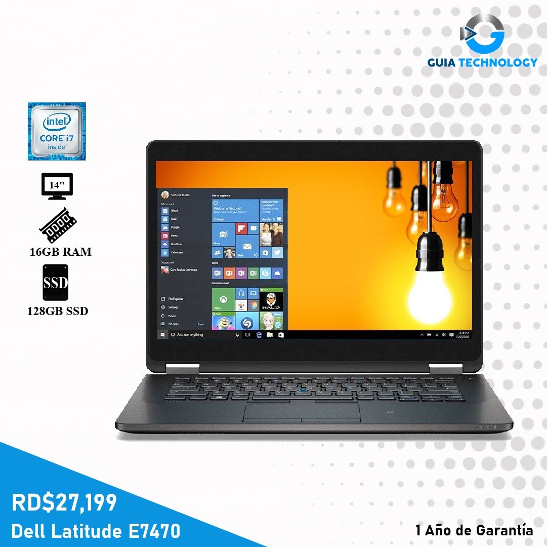 computadoras y laptops - Core i7 Dell Latitude E7470 -6600U @2.60 128GB SSD 16GB RAM (Mochila y Mouse)