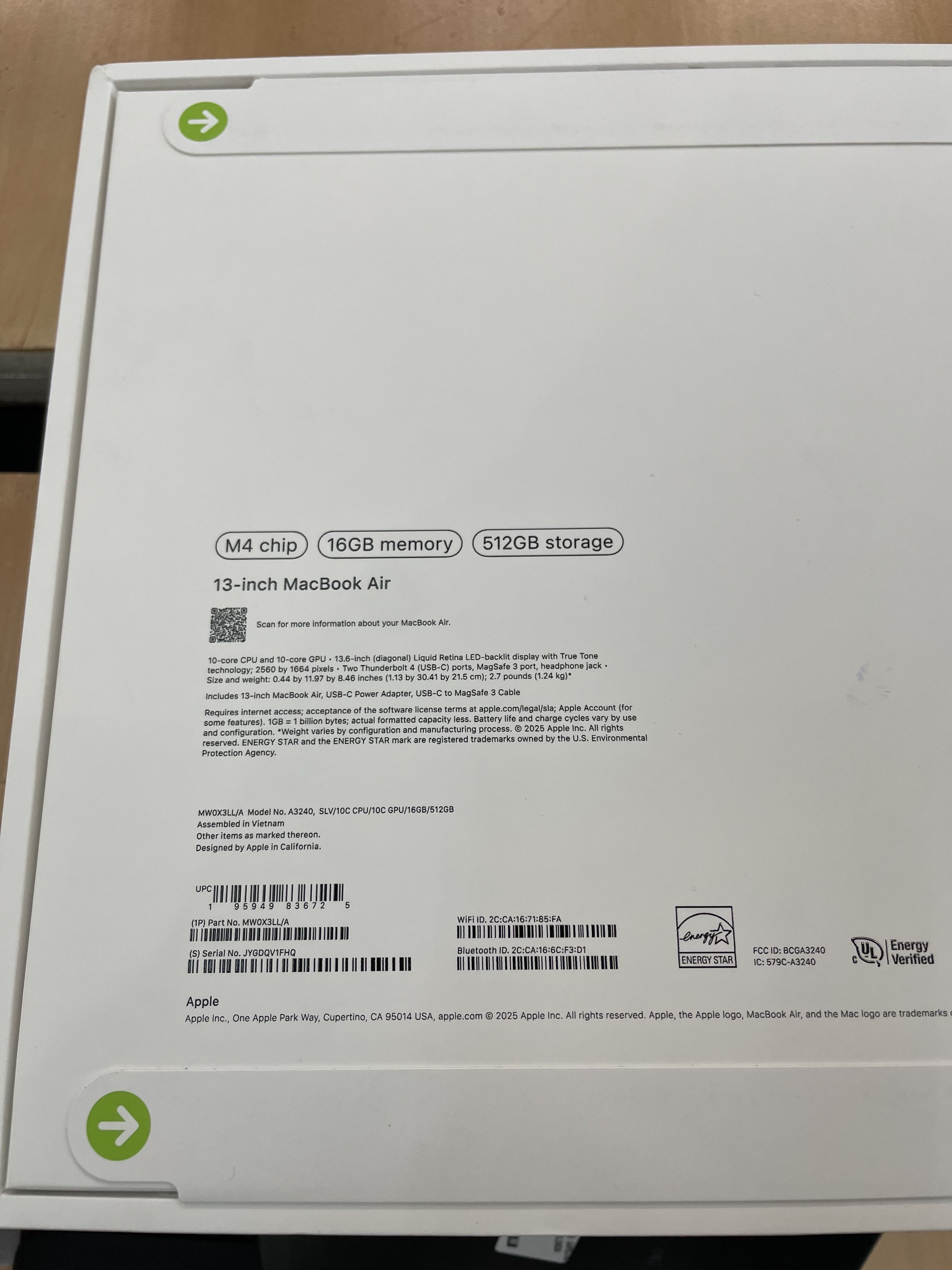 computadoras y laptops - MACBOOK AIR M4 13 PULGADA 16Gb DE RAM 512Gb SSD 4