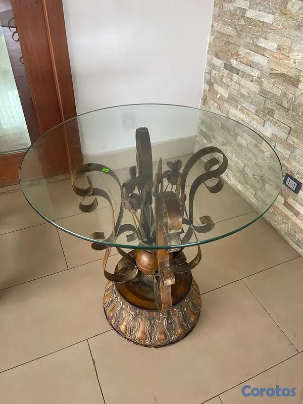 muebles y colchones - Mesa redonda de Cristal de 4 sillas 2