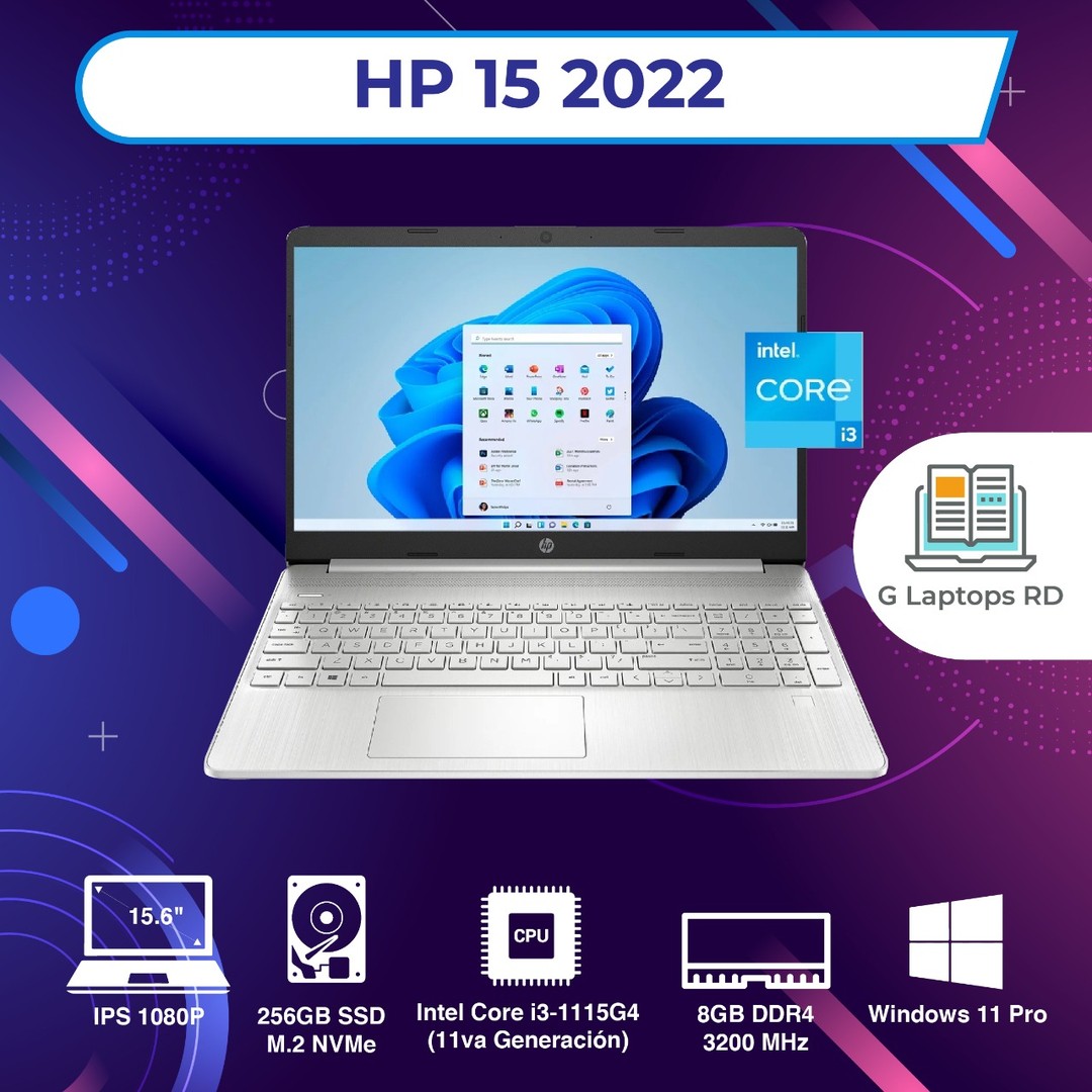 computadoras y laptops - HP 15-dy2131wm - Core i3-1115G4 11va Gen| 256GB SSD | 8GB DDR4 | 15.6" Laptop