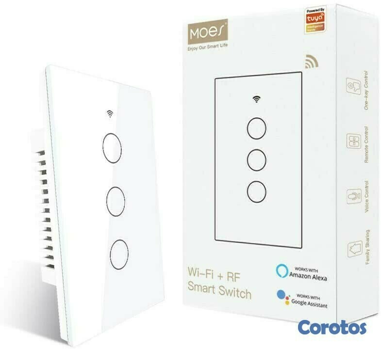 otros electronicos - Interruptor WIFI 3 conectores, contecta con Alexa y Google Home
 1