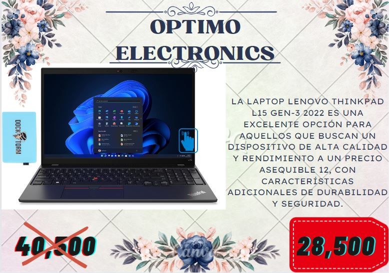 computadoras y laptops - LAPTOP LENOVO THINKPAD L15 GEN-3 2022 / CORE I3 DE 12GE. 8GB RAM / 256GB SSD / 1