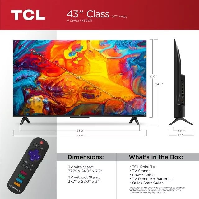 tv - TCL 43" Class 4-Series 4K UHD HDR Smart TV