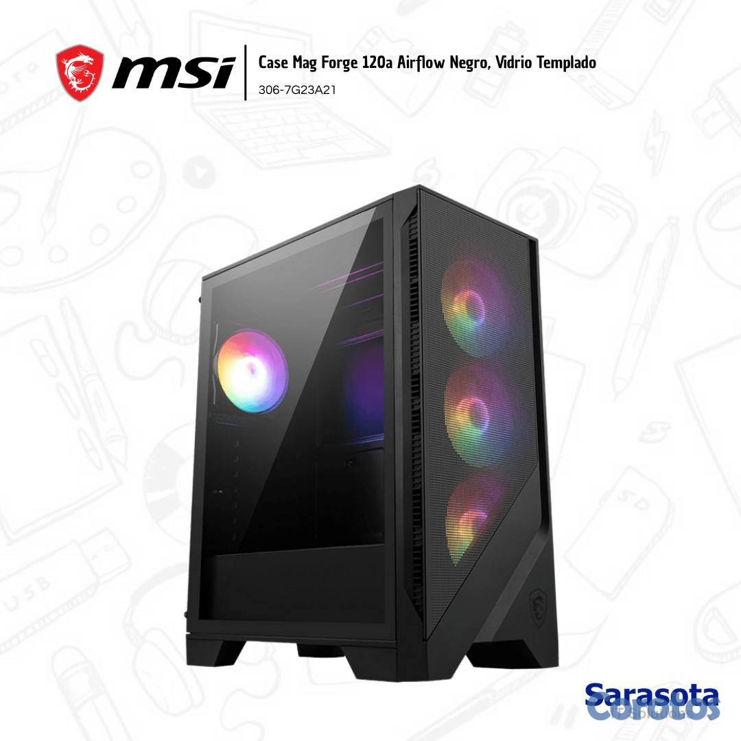 accesorios para electronica - Msi Case Mag Forge 120a Airflow Mid Tower ATX Vidrio templado 1
