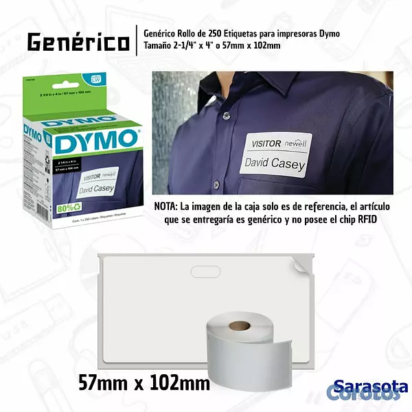 accesorios para electronica - Genérico Rollo de Etiquetas para Dymo Tamaño 2-1/4 2