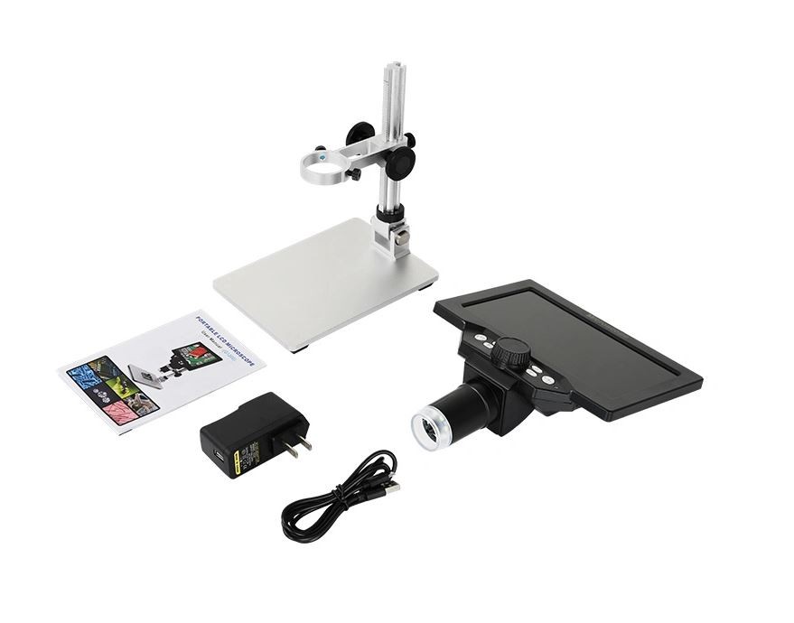 equipos profesionales - Microscopio USB digital con pantalla 7 pulgadas 1200X HD soporte ajustable 1