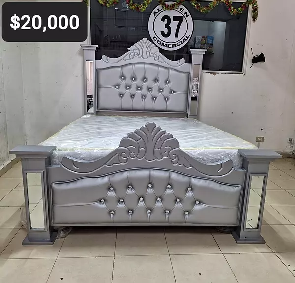muebles y colchones - Cama color Gris con Colchon incluido