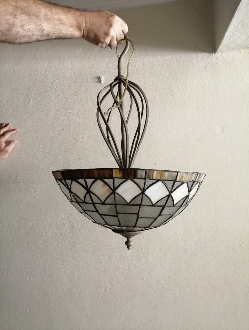 decoración y accesorios -  Lámpara de techo colgante hierro y vitral