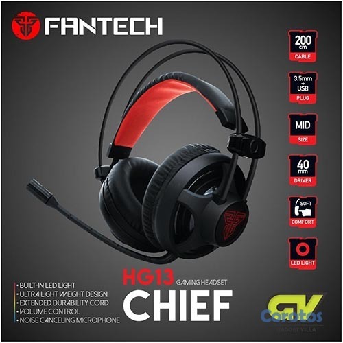 computadoras y laptops - Audifonos con Microfono Fantech Gaming Red Iluminacion HG13 1