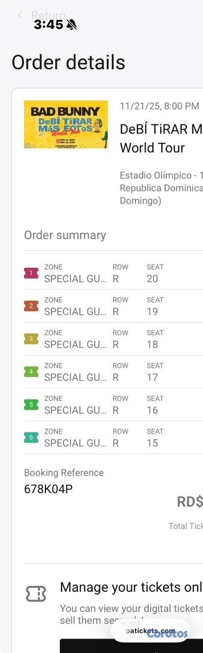 taquillas para eventos - CUALQUIER ASIENTO DESDE EL 15 - 20 
FILA R 
DIGITALES COMPRADAS EN GAMAL 2