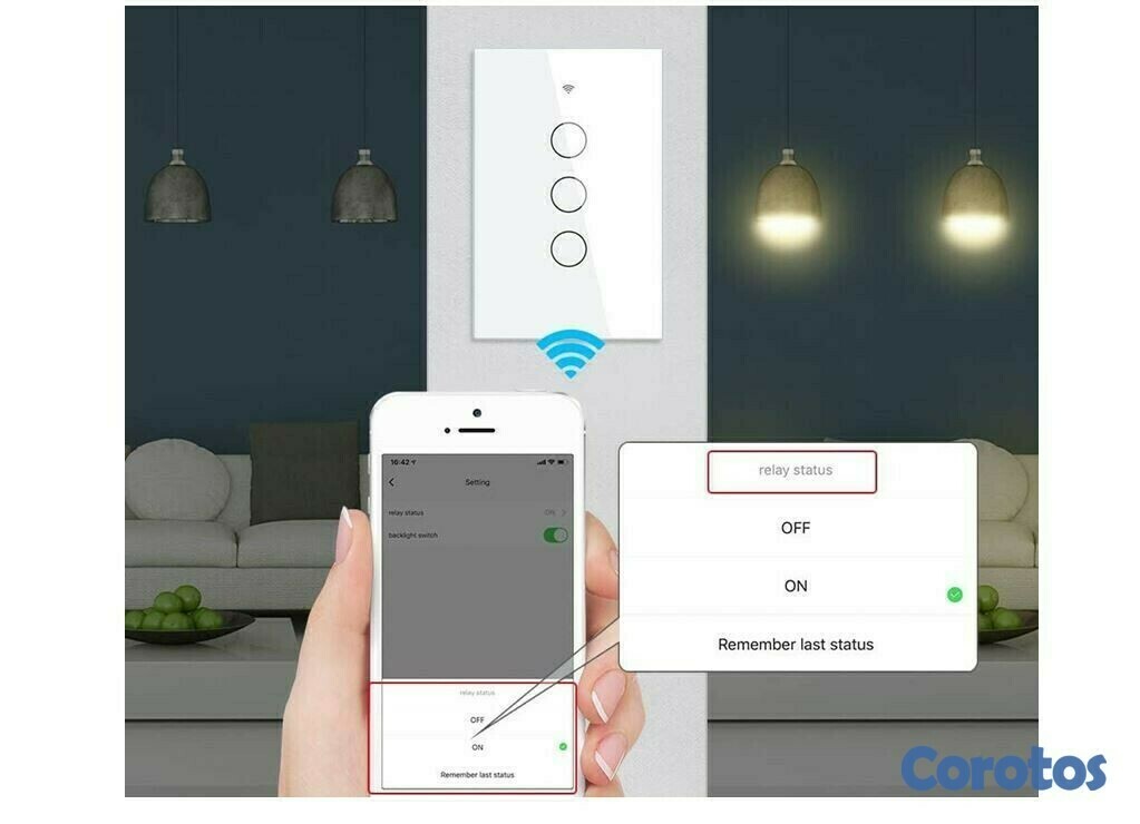otros electronicos - Interruptor WIFI 3 conectores, contecta con Alexa y Google Home
 2