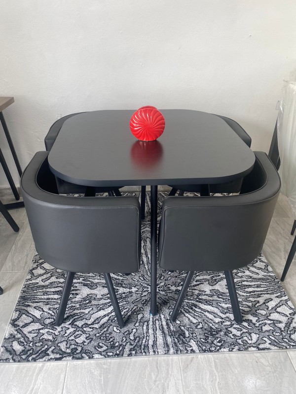 muebles y colchones - Juego de comedor compacto color negro para espacios pequeños 
