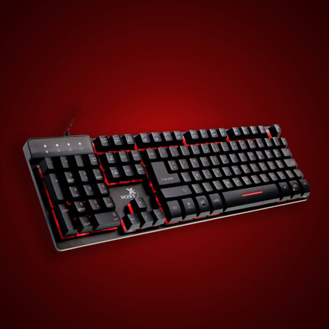 computadoras y laptops - TECLADO GAMER XTECH XTK-520S, USB, ESPAÑOL, MULTIMEDIA, LUZ DE FONDO 3 COLORES