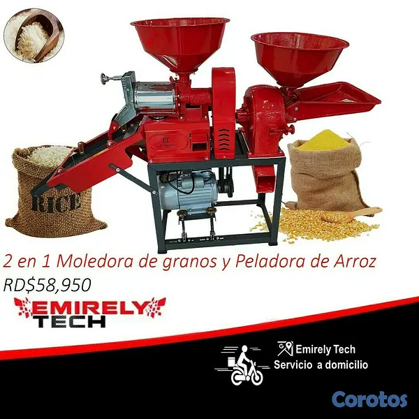 equipos profesionales - Moledora molino trituradora trilladora de granos y peladora de arroz 2 en 1 1