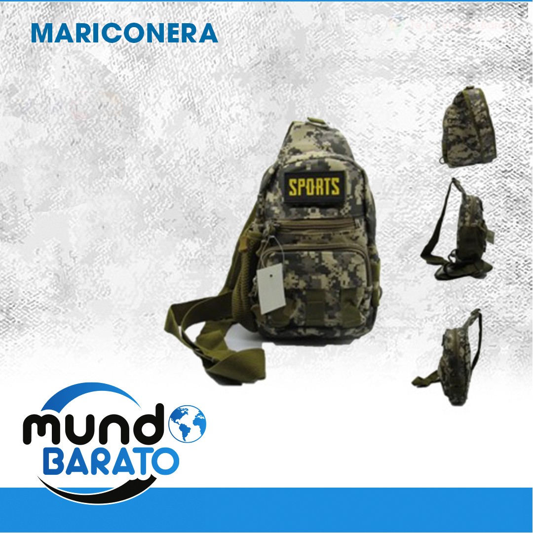 deportes - Mariconera Riñonera bulto morral mochila militar camuflaje y negra bolso cruzado 0