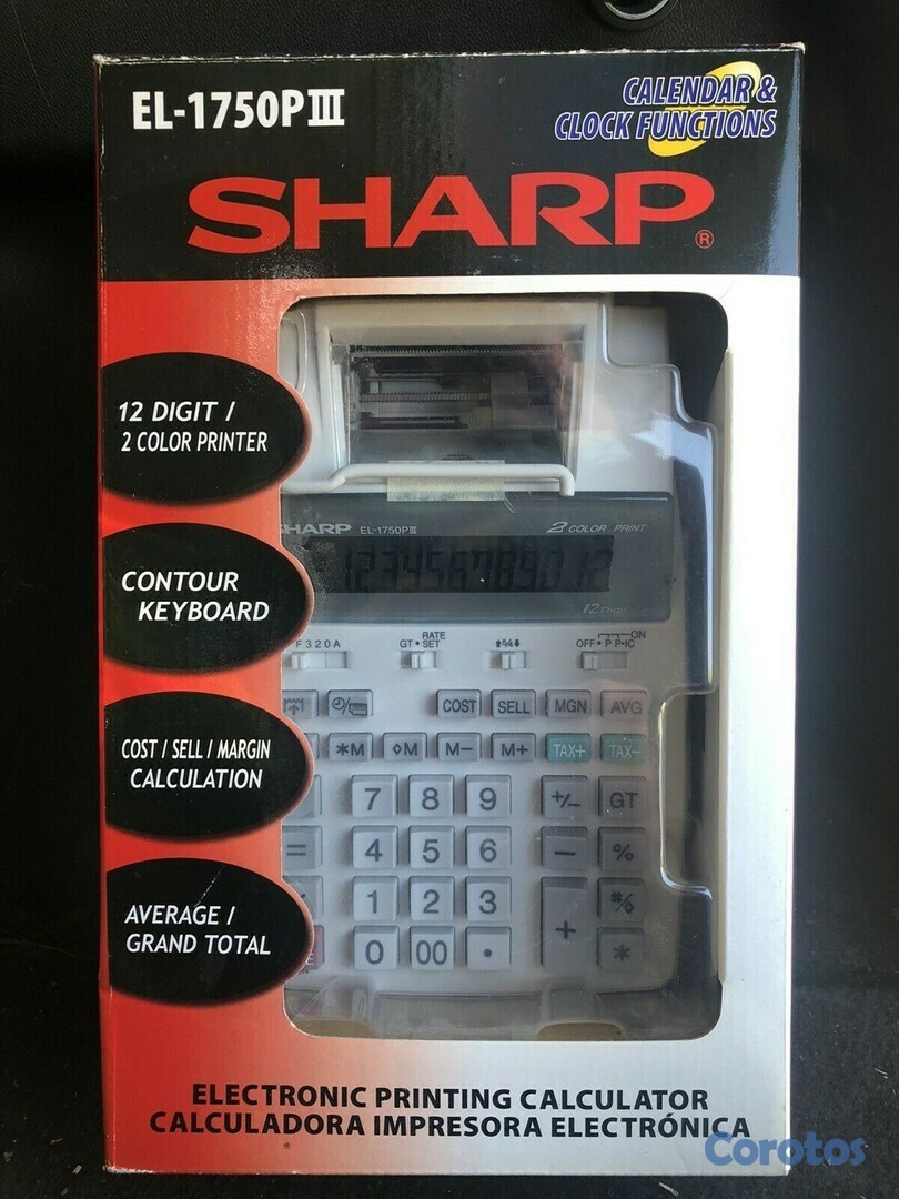 otros electronicos - MAQUINA SUMADORA SHARP EL-1750, 12 DGTOS,CON PAPEL 3