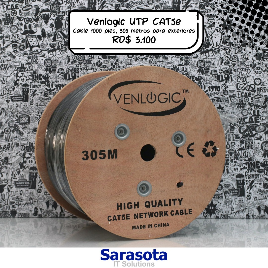 accesorios para electronica - Venlogic Cable UTP CAT5e de 1000 pies para exteriores