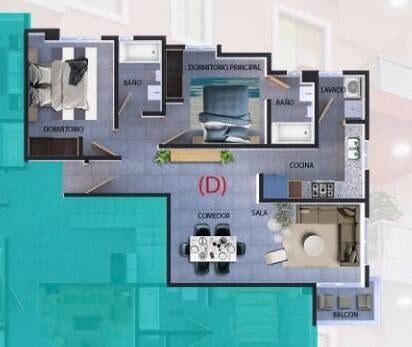 apartamentos - Maravilloso proyecto ubicado en el cacique de dos habitaciones  3