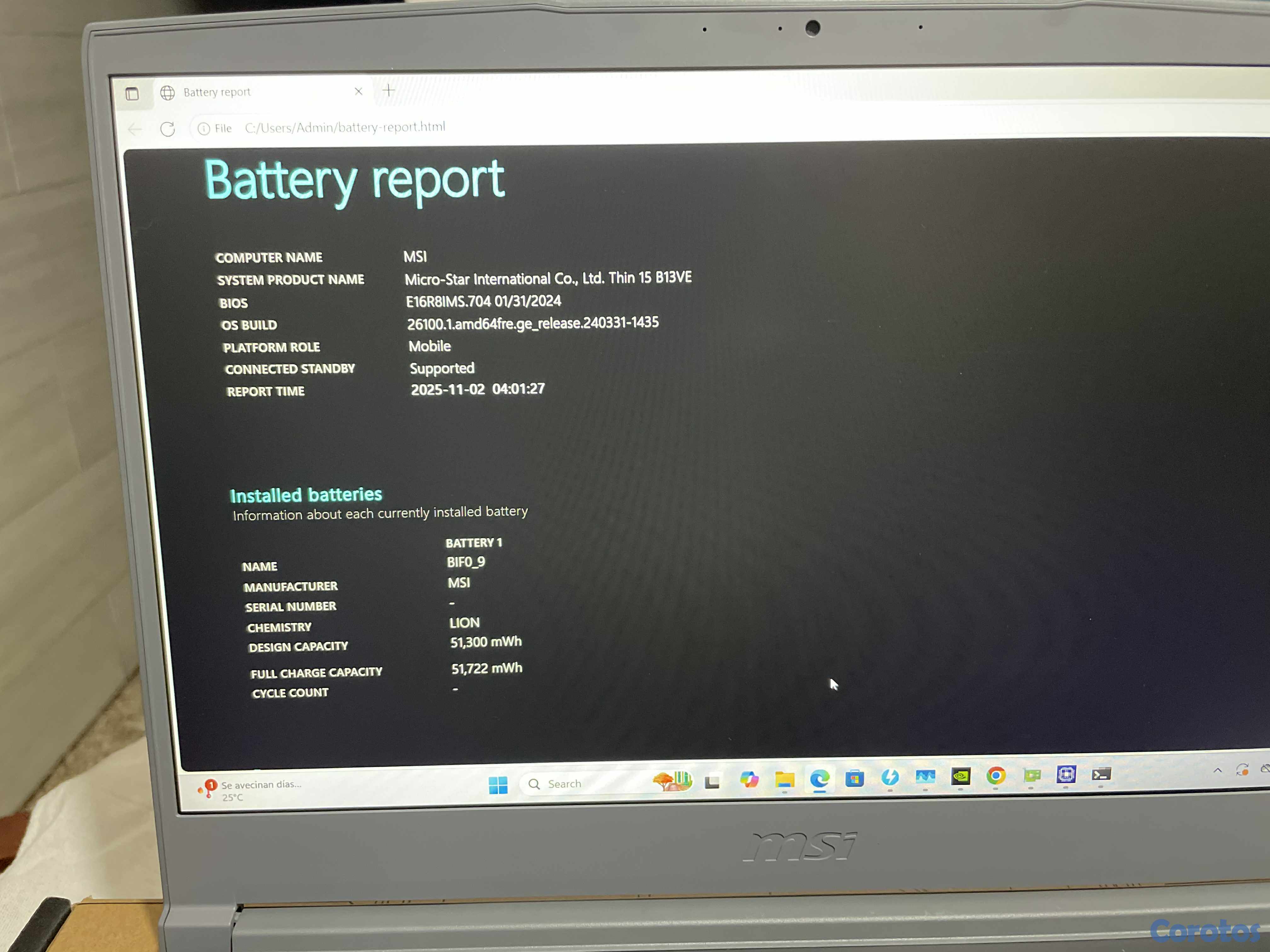 computadoras y laptops - Venta de laptop MSI Thin 15 B13VE- 51 5