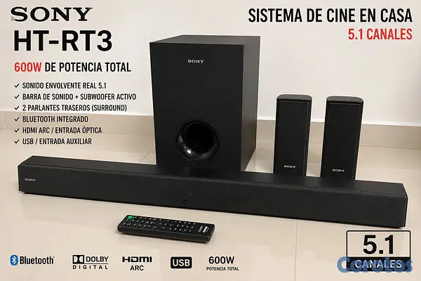 camaras y audio - Vendo cine en casa Sony HT-RT3 5.1 canales SONY CO 3