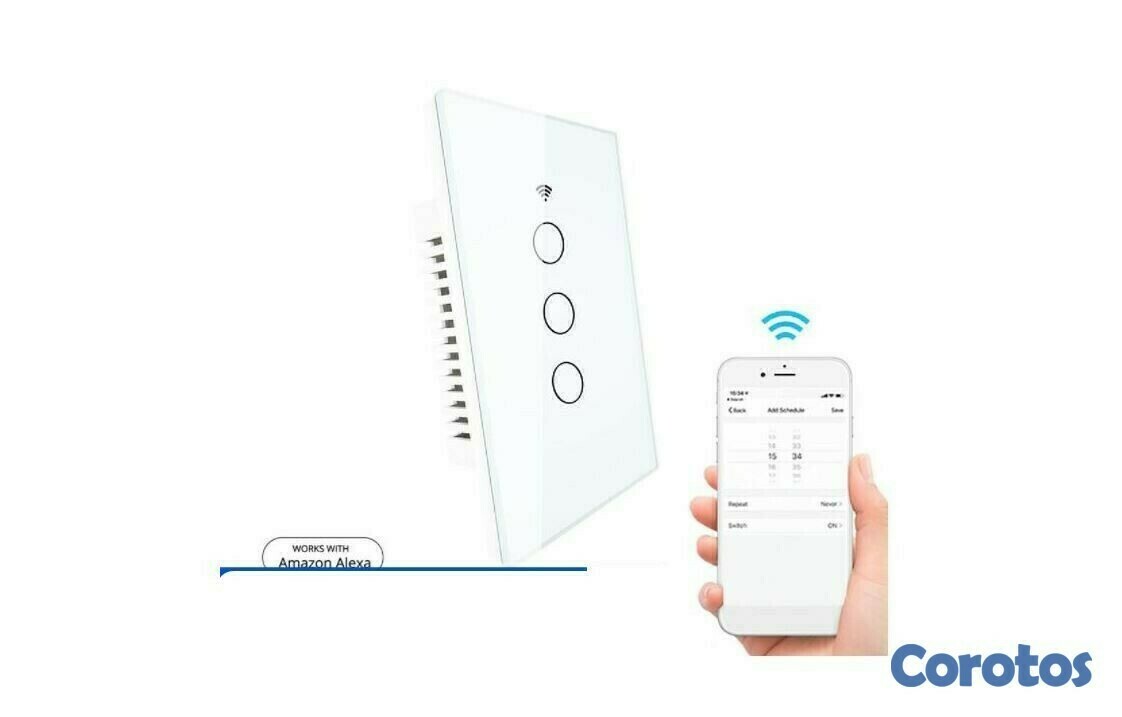 otros electronicos - Interruptor WIFI 3 conectores, contecta con Alexa y Google Home
 3