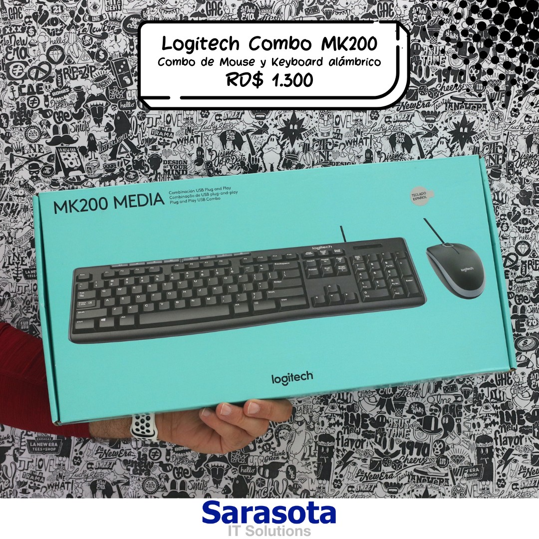 accesorios para electronica - Combo de teclado y mouse USB modelo MK200 de Logitech