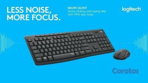 computadoras y laptops - TECLADO MOUSE LOGITECH MK295 SILENCIOSO, USB INGLES, WIRELESS 2.4GHZ, 10M RANGE