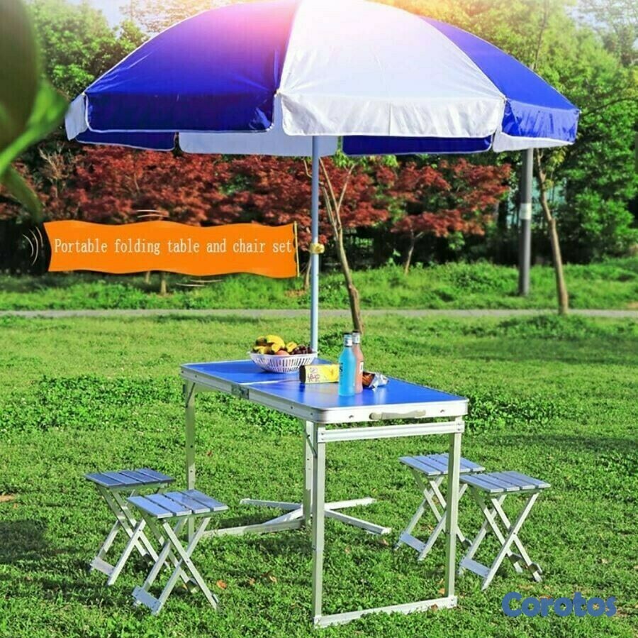 electrodomesticos - Mesa Plegable para exterior con 4 bancos plegables 6