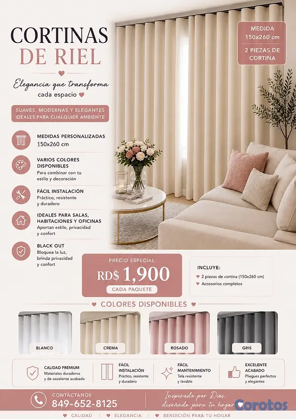 decoración y accesorios - cortinas de riel de oportunidad  2