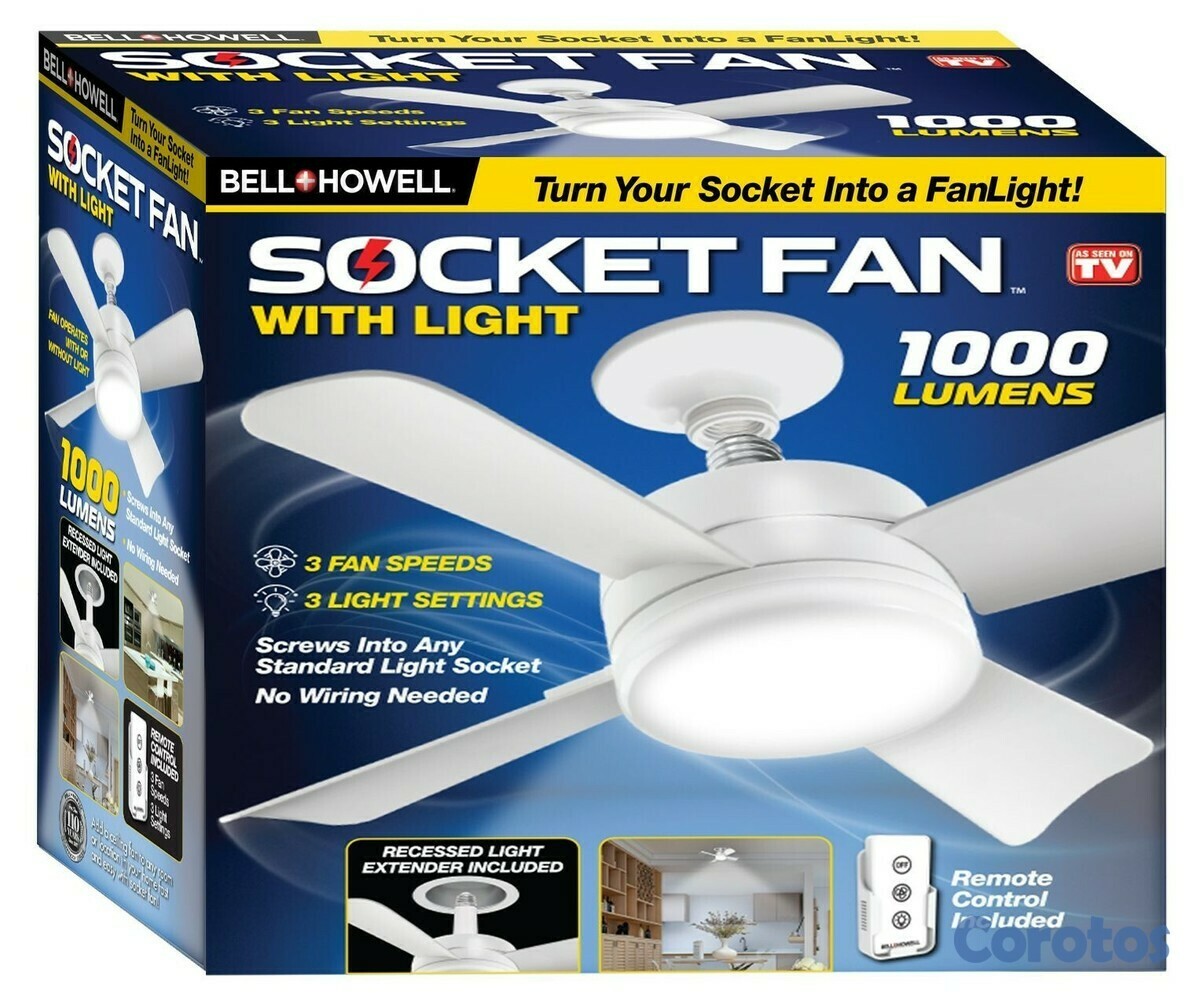 decoración y accesorios - “Bell+Howell Socket FanLight – Abanico + Luz LED,  1