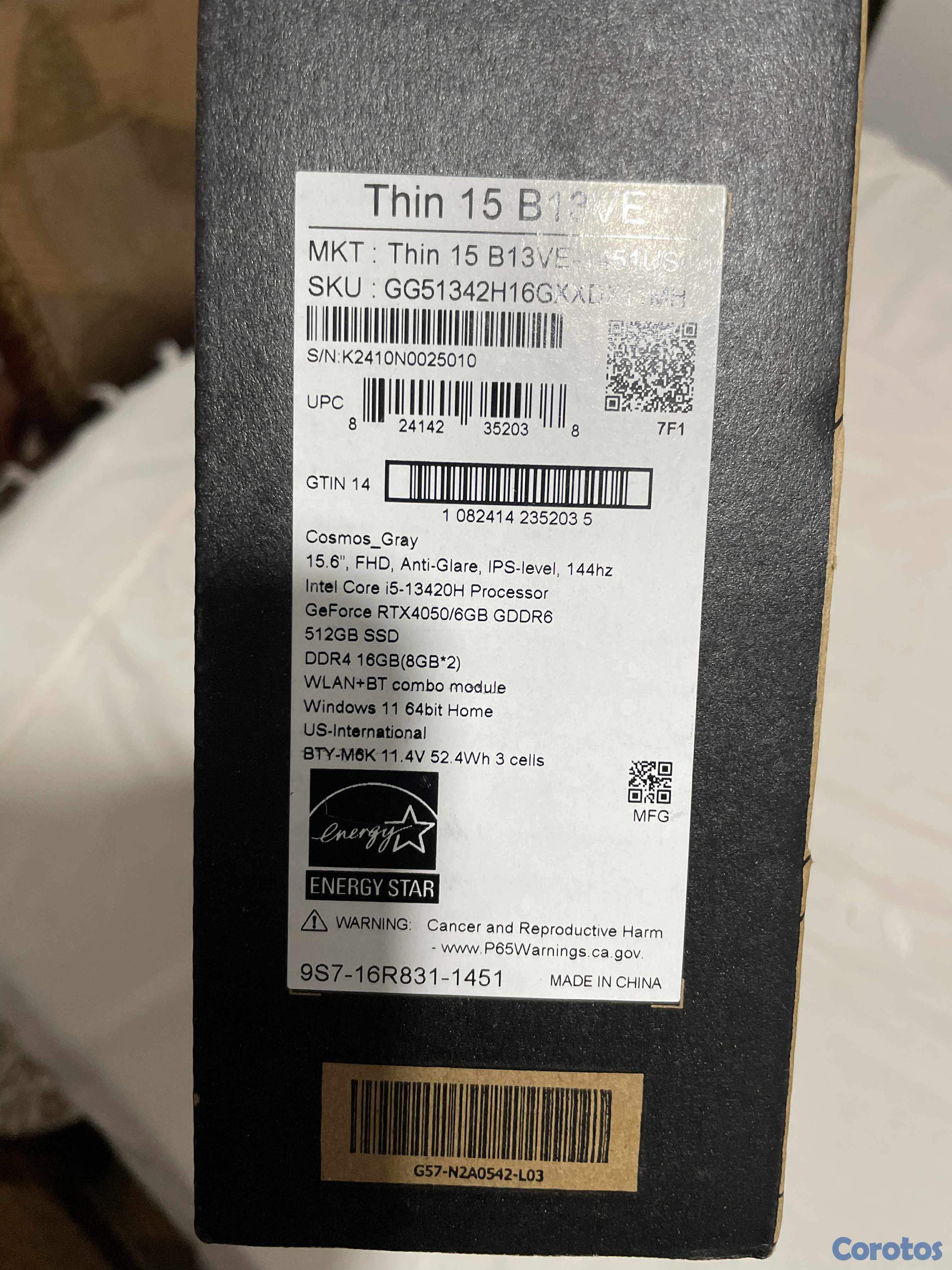 computadoras y laptops - Venta de laptop MSI Thin 15 B13VE- 51 7