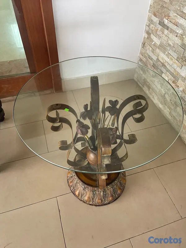 muebles y colchones - Mesa redonda de Cristal de 4 sillas 3
