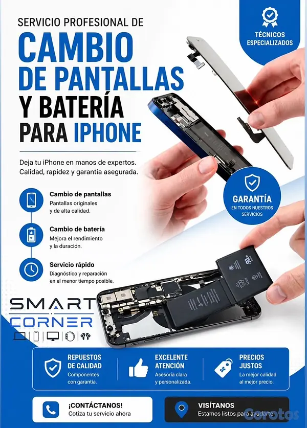 celulares y tabletas - pantallas y baterias para todos los iphone**Somos 