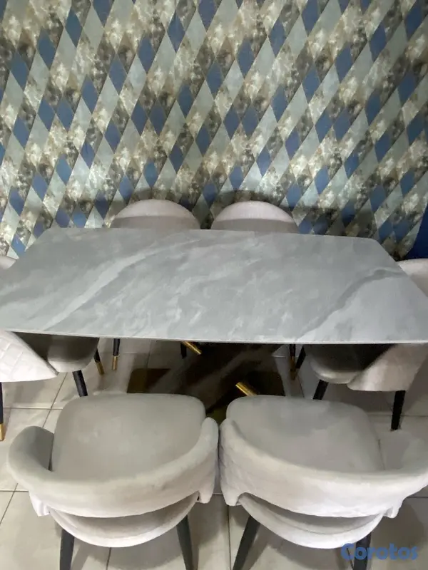 decoración y accesorios - Juego de comedor 6 sillas Gris hermoso 2