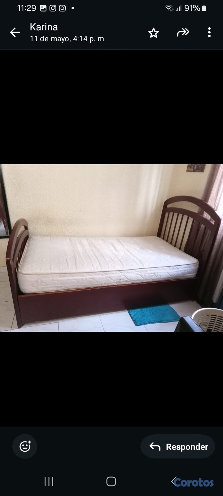 muebles y colchones - Vendo Cama Twin sin colchón. 2