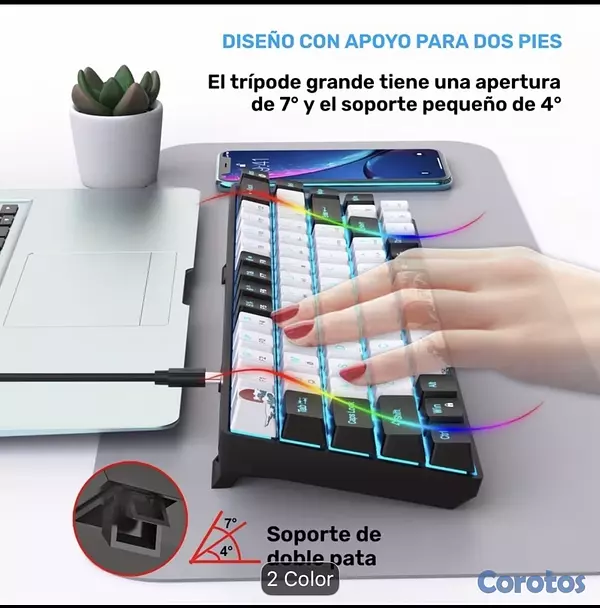 computadoras y laptops - Teclado mecanico retro iluminado color azul 5
