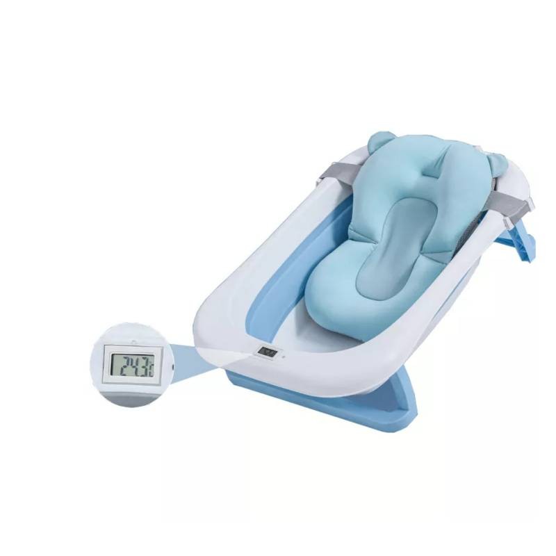 cuidado y nutricion - Bañera plegable, con termometro, y cojin ajustable. Tina Baño para bebe 0