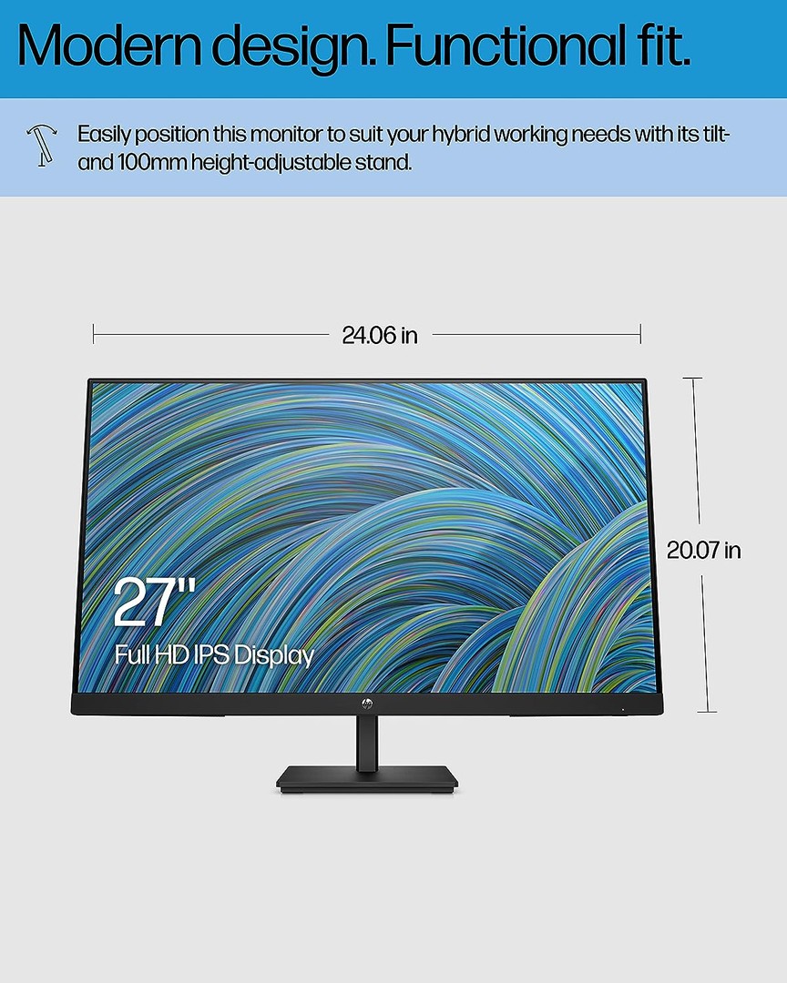 computadoras y laptops - Monitor HP de 27 Pulgadas  FullHD 1920x1080IPS - de 75 Hz altavoces duales 2